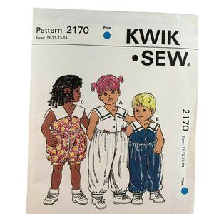 Kwik Sew 2170 Toddlers' Summer Jumpsuits Rompers Size 1T-4T K Martensson UNCUT